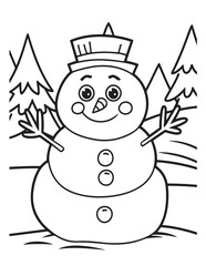 Cute kawaii Christmas Coloring Pages For Kids, Christmas illustration, Vectors line art, printable coloring pages, Christmas elements, winter, Christmas holiday