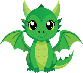 Fototapeta premium Cute Green Baby Dragon Vector