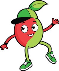 Red and Green Skating Apple Characters