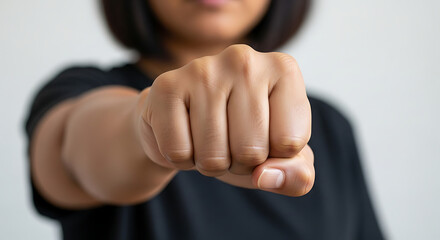 International women's equality day: female empowerment fist, solidarity, social justice