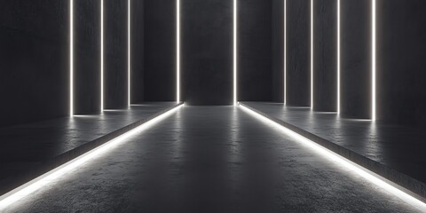 Obraz premium Abstract Dark Hallway with Neon Lights