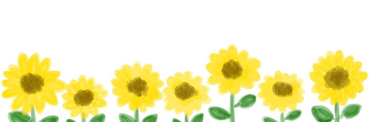 夏カワイイ・ひまわりの装飾フレーム素材イラスト