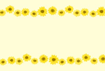 夏カワイイ・ひまわりの装飾フレーム素材イラスト