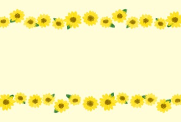 Obraz premium 夏カワイイ・ひまわりの装飾フレーム素材イラスト