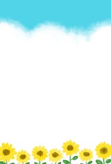 Obraz premium 夏カワイイ・ひまわりの装飾フレーム素材イラスト