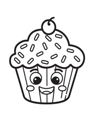 Cute kawaii Christmas Coloring Pages For Kids, Christmas illustration, Vectors line art, printable coloring pages, Christmas elements, winter, Christmas holiday