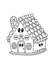 Cute kawaii Christmas Coloring Pages For Kids, Christmas illustration, Vectors line art, printable coloring pages, Christmas elements, winter, Christmas holiday