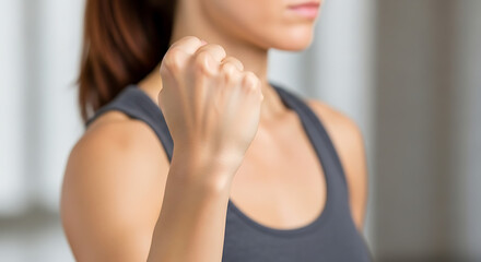 International women's equality day: woman raising fist, female empowerment, solidarity, social justice