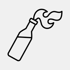 Icon molotov cocktails. Military and war elements. Icon in line style.