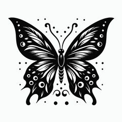 Ornate Black Butterfly Design white decorative
