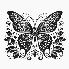 Fototapeta premium Ornate Black Butterfly Design decorative wings