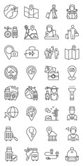 Top Tourist Destinations & Travel Experiences set of web icons in line style. top tourist destinations, travel experiences, world travel and famous landmarks. Vector illustration