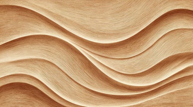 Abstract image featuring a pattern of undulating, light brown waves, suggesting a textured, possibly wood-like surface.  The waves create a sense of depth and movement