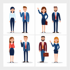 Group of professionals in business attire, employee characters