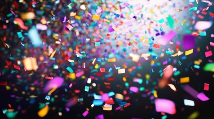 Bright and colorful birthday celebration background with falling confetti, festive party atmosphere, and vibrant abstract design ideal for event invitations, greeting cards, or celebration themes




