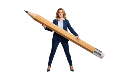 International women's equality day: businesswoman with oversized pencil - leadership, creativity, and empowerment