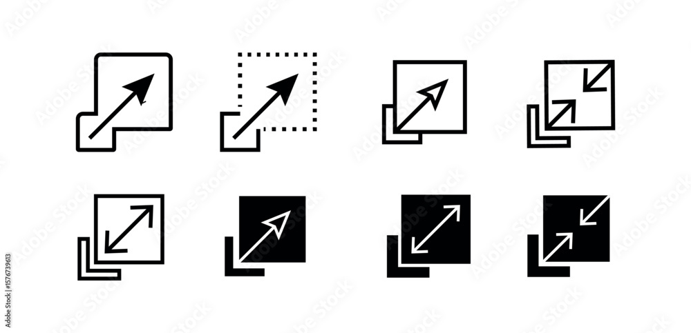 Poster scalable web icon. scalability web icon. device size app flexible icon. screen size png and vector illustration on transparent background