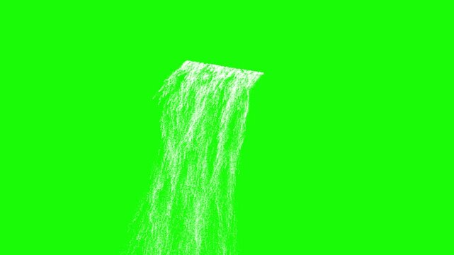 Water of fountains with green screen background. Water Failing Down on green screen motion graphic effect. waterfalls falls, Seamless Waterfall Green Screen Background with Alpha Channel.