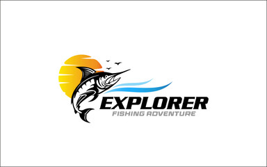 Illustration vector graphic of a fishing logo design template