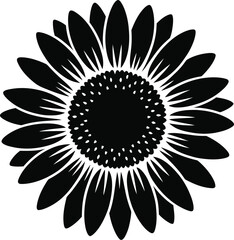 Black sunflower silhouette petals