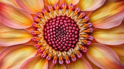 Close-up of a Dahlia flower's center