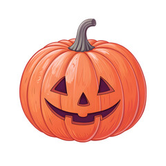 Fototapeta premium Orange Halloween pumpkin with carved face and stem