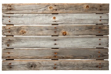 Fototapeta premium Weathered rustic fence panel with cracked wood and nail holes