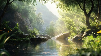 Sunlit Forest Stream