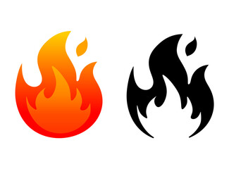 Flame illustration in flat style, fire vector icon. fire warning sign