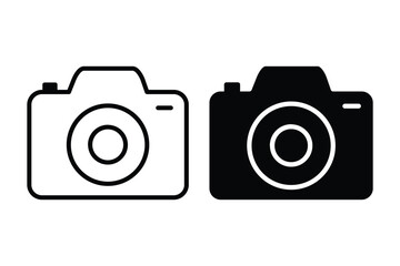 Camera icon set. photo camera in flat style symbol. photography camera line art signs, vector illustration. snapshot icon in filled, thin line, outline and stroke style for apps and website. EPS 10