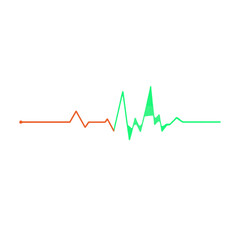 Abstract electrocardiogram line with red and green colors isolated on white background