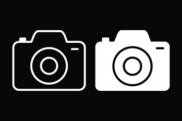 Camera icon set. photo camera in flat style symbol. photography camera line art signs, vector illustration. snapshot icon in filled, thin line, outline and stroke style for apps and website. EPS 10