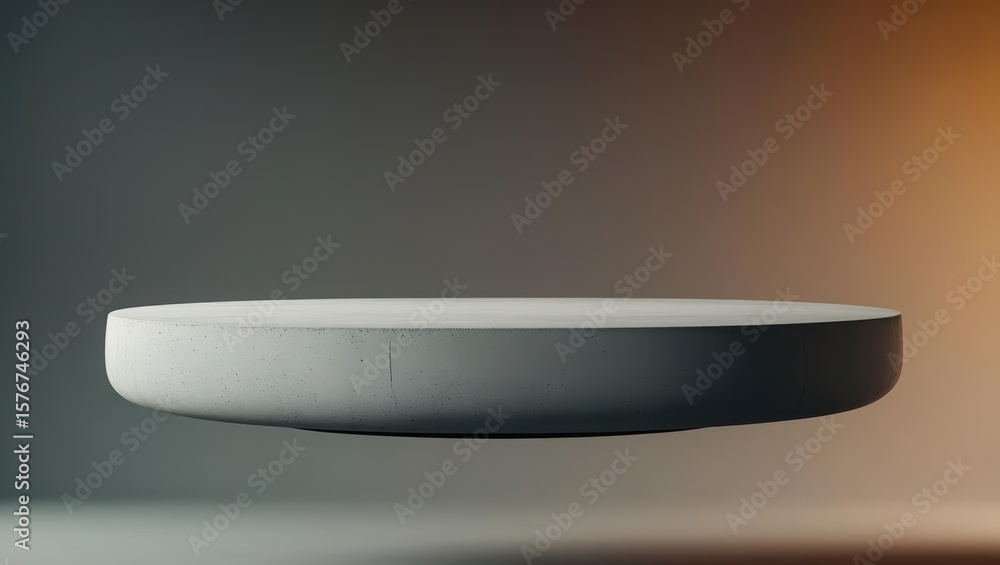 Poster minimalist round white platform with smooth surface and subtle lighting, modern surface design eleme