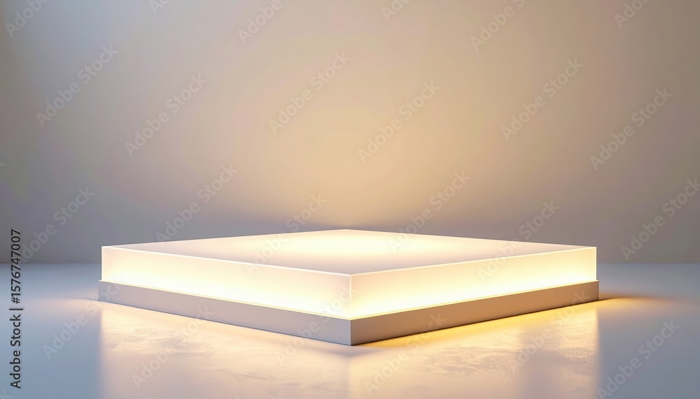 Poster modern illuminated platform with soft glowing light on a neutral background ideal for product displa