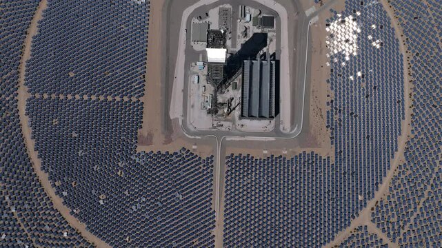 Low Flyby Across Mirror Array in Nevada Solar Installation