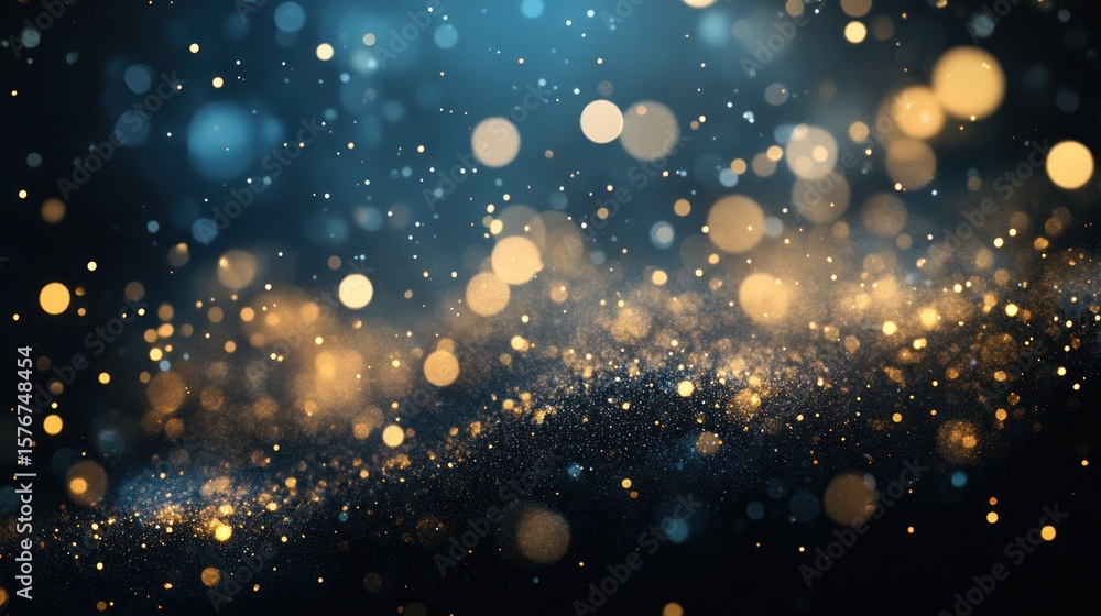 Poster a stunning backdrop of shimmering bokeh lights in blue and gold create an enchanting atmosphere for 