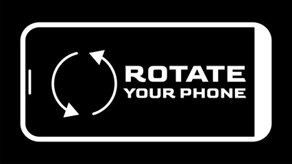 Smartphone screen displays rotate your phone instruction simple arrows circular mobile device