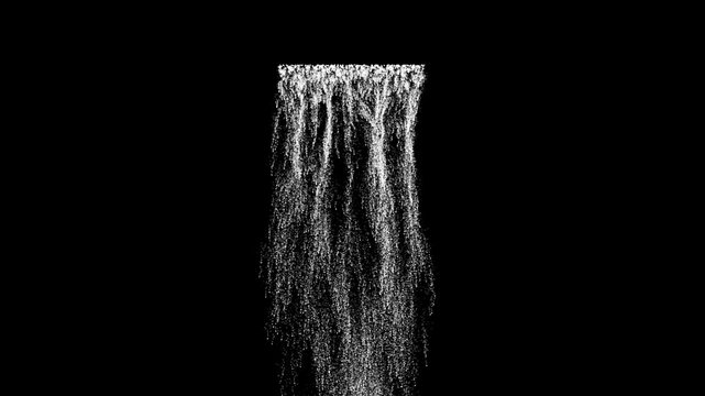 Waterfall Black Screen. showing the texture and motion of falling water. Water Failing Down on green screen motion graphic effect. Chroma Key Waterfall Cascade for VFX Compositing.