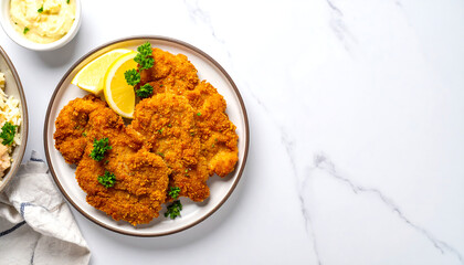 Schnitzel on a minimalist plate	