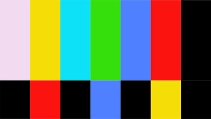 Colorful vertical bars test pattern television broadcast signal test card screen display vibrant hues