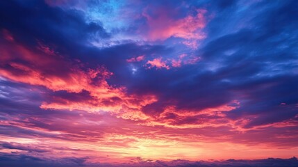 Fototapeta premium Breathtaking sunset over a colorful sky, showcasing vibrant hues of pink, purple, and blue blending together beautifully.