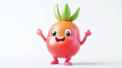 Obraz premium Cheerful Strawberry Character Whimsical Fruit Illustration for Fun Projects