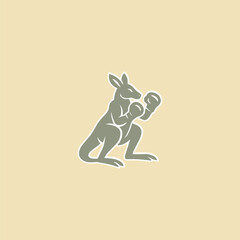 Boxing kangaroo silhouette vector logo in aggressive pose, generative ai