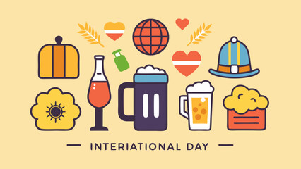 International day celebration with beer pumpkin and festive symbols