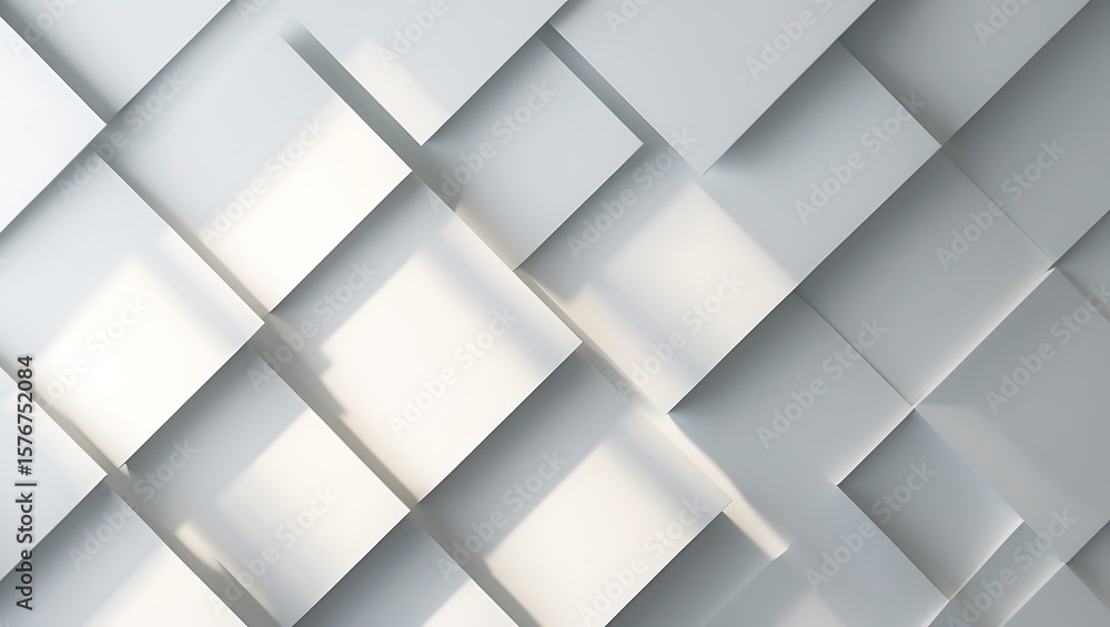 Poster white square tiles abstract background with shadows and light
