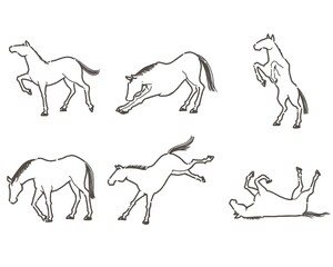 Fototapeta premium 手書きの馬のシルエット_2