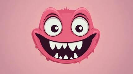 A cute cartoon monster with big eyes and a toothy grin
