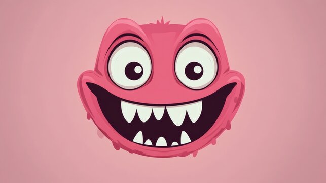 A cute cartoon monster with big eyes and a toothy grin