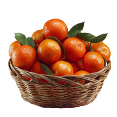 Fresh oranges in a wicker basket