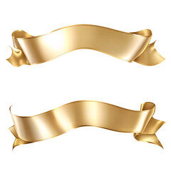 Elegant gold ribbon banner with subtle folds and a luxurious sheen isolated on transparent background